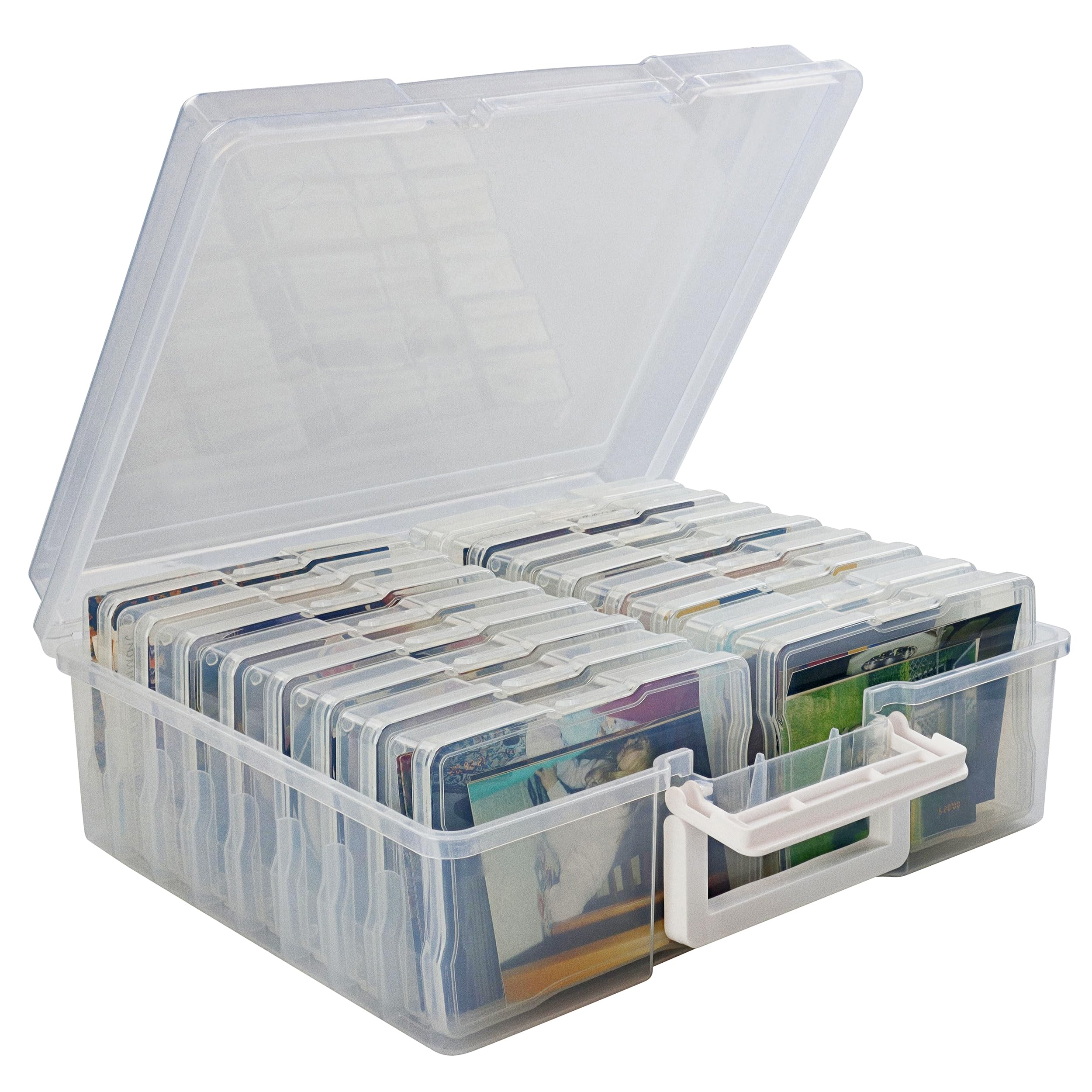 Jigitz Plastic Photo Storage Box with Dividers - Clear 4x6 Photo